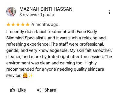 Customer review screenshot from Maznah H.